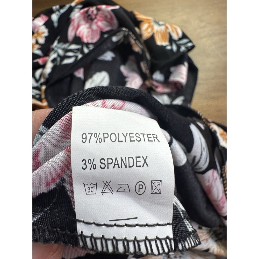 Tamsy Dark Floral Babydoll Maxi Dress OS Flutter Sleeve Stretch Whimsigoth Boho - Picture 11 of 12